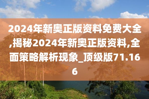 2024年新奥正版资料免费大全,揭秘2024年新奥正版资料,全面策略解析现象_顶级版71.166