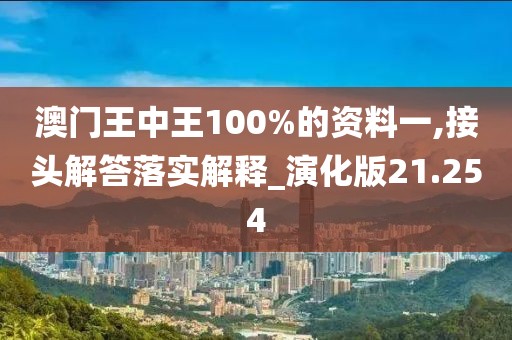 澳门王中王100%的资料一,接头解答落实解释_演化版21.254