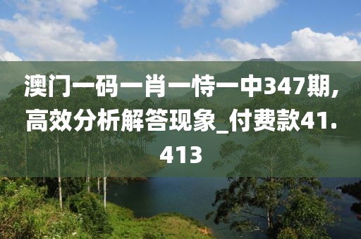 澳门一码一肖一恃一中347期,高效分析解答现象_付费款41.413