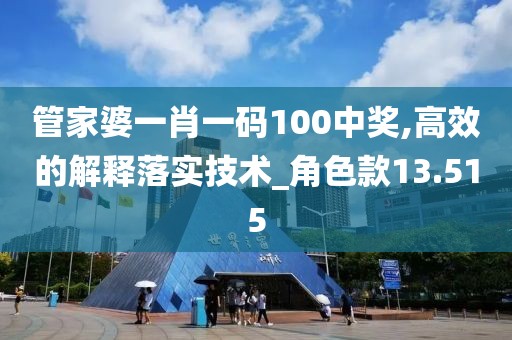 管家婆一肖一码100中奖,高效的解释落实技术_角色款13.515