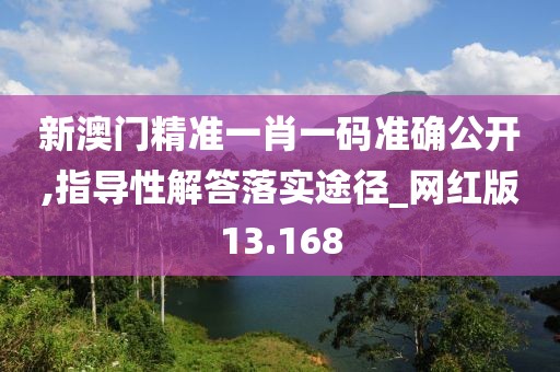 新澳门精准一肖一码准确公开,指导性解答落实途径_网红版13.168