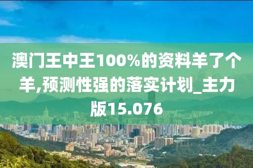 澳门王中王100%的资料羊了个羊,预测性强的落实计划_主力版15.076
