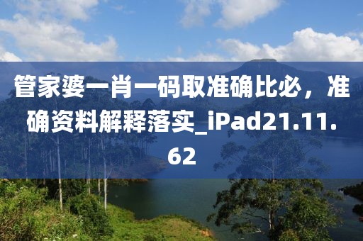 管家婆一肖一码取准确比必，准确资料解释落实_iPad21.11.62