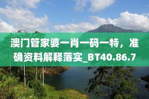 澳门管家婆一肖一码一特，准确资料解释落实_BT40.86.7