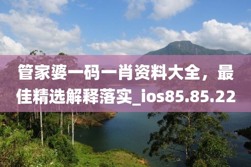 管家婆一码一肖资料大全，最佳精选解释落实_ios85.85.22