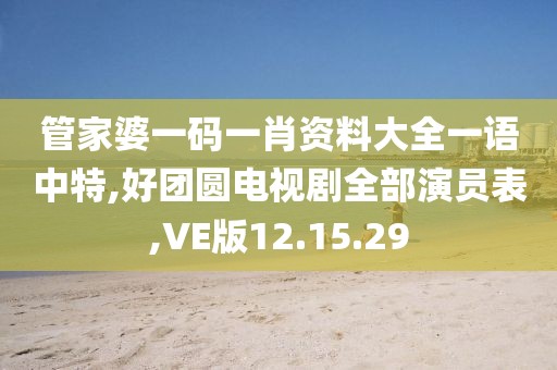 管家婆一码一肖资料大全一语中特,好团圆电视剧全部演员表,VE版12.15.29