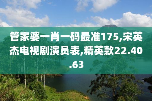 管家婆一肖一码最准175,宋英杰电视剧演员表,精英款22.40.63