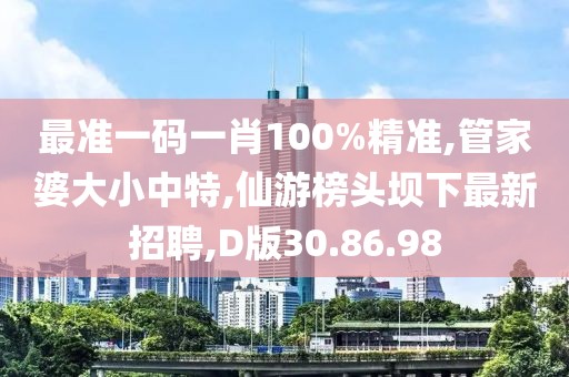 最准一码一肖100%精准,管家婆大小中特,仙游榜头坝下最新招聘,D版30.86.98