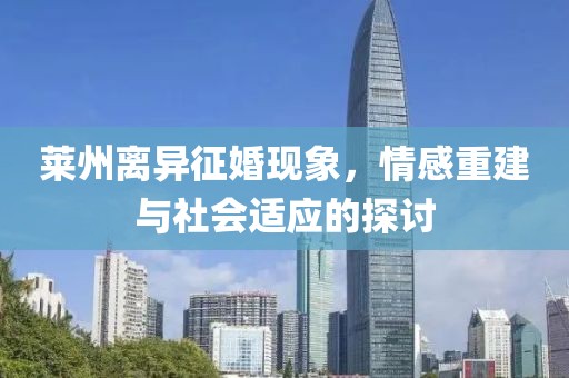莱州离异征婚现象，情感重建与社会适应的探讨