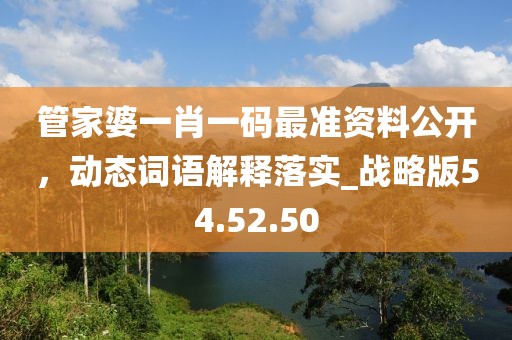 管家婆一肖一码最准资料公开，动态词语解释落实_战略版54.52.50