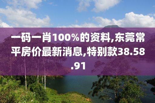 一码一肖100%的资料,东莞常平房价最新消息,特别款38.58.91