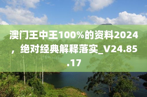 澳门王中王100%的资料2024，绝对经典解释落实_V24.85.17
