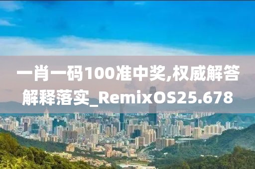 一肖一码100准中奖,权威解答解释落实_RemixOS25.678