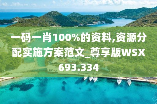 一码一肖100%的资料,资源分配实施方案范文_尊享版WSX693.334