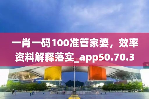 一肖一码100准管家婆，效率资料解释落实_app50.70.3