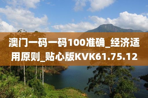 澳门一码一码100准确_经济适用原则_贴心版KVK61.75.12