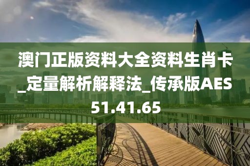 澳门正版资料大全资料生肖卡_定量解析解释法_传承版AES51.41.65