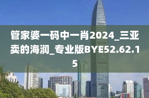 管家婆一码中一肖2024_三亚卖的海润_专业版BYE52.62.15