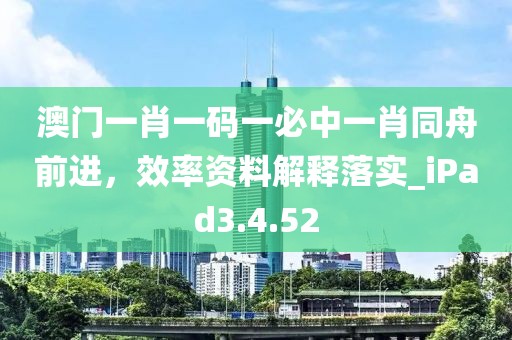 澳门一肖一码一必中一肖同舟前进，效率资料解释落实_iPad3.4.52