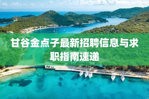 甘谷金点子最新招聘信息与求职指南速递