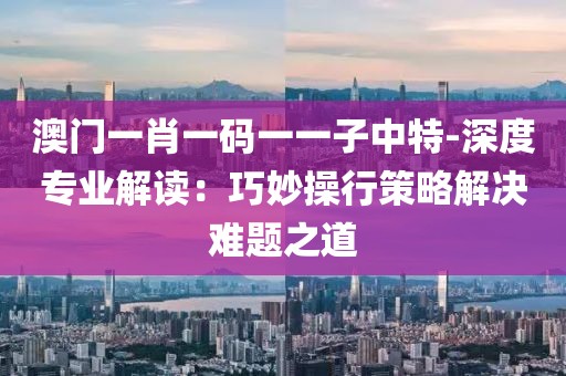 澳门一肖一码一一子中特-深度专业解读：巧妙操行策略解决难题之道