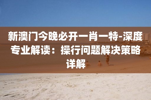 新澳门今晚必开一肖一特-深度专业解读：操行问题解决策略详解
