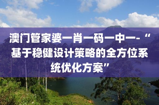澳门管家婆一肖一码一中一-“基于稳健设计策略的全方位系统优化方案”
