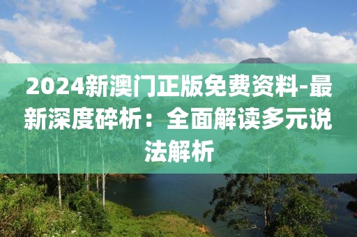 2024新澳门正版免费资料-最新深度碎析：全面解读多元说法解析