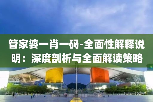 管家婆一肖一码-全面性解释说明：深度剖析与全面解读策略