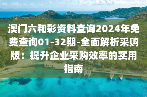澳门六和彩资料查询2024年免费查询01-32期-全面解析采购版：提升企业采购效率的实用指南