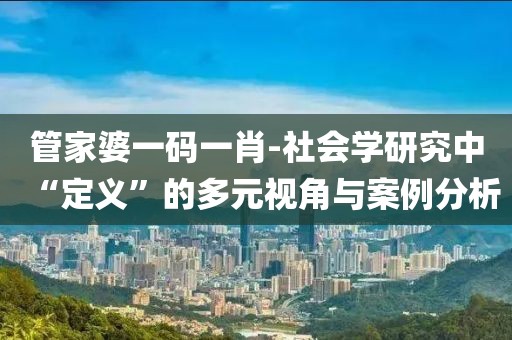 管家婆一码一肖-社会学研究中“定义”的多元视角与案例分析