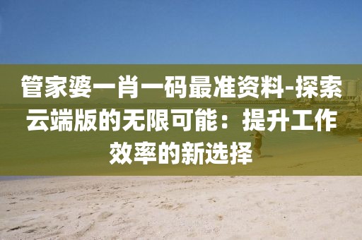 管家婆一肖一码最准资料-探索云端版的无限可能：提升工作效率的新选择
