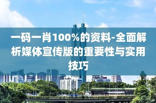 一码一肖100%的资料-全面解析媒体宣传版的重要性与实用技巧