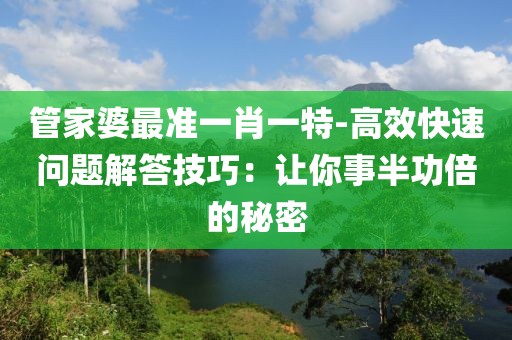 管家婆最准一肖一特-高效快速问题解答技巧：让你事半功倍的秘密