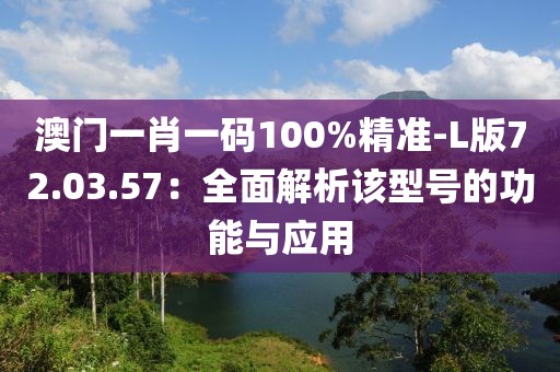 澳门一肖一码100%精准-L版72.03.57：全面解析该型号的功能与应用