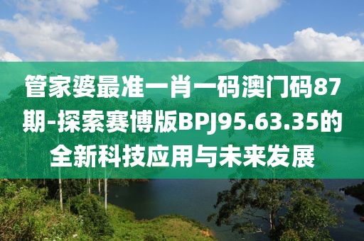 管家婆最准一肖一码澳门码87期-探索赛博版BPJ95.63.35的全新科技应用与未来发展