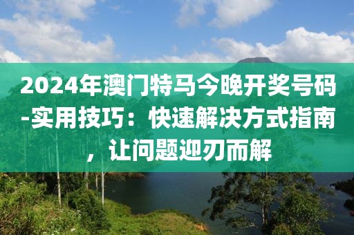 2024年澳门特马今晚开奖号码-实用技巧：快速解决方式指南，让问题迎刃而解
