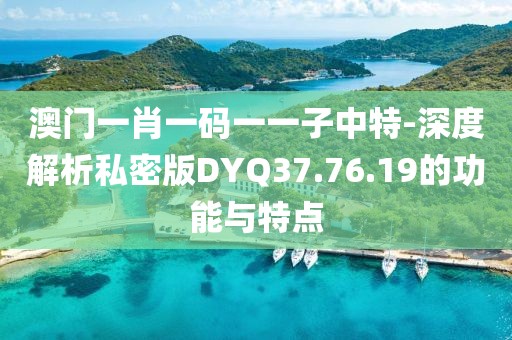 澳门一肖一码一一子中特-深度解析私密版DYQ37.76.19的功能与特点
