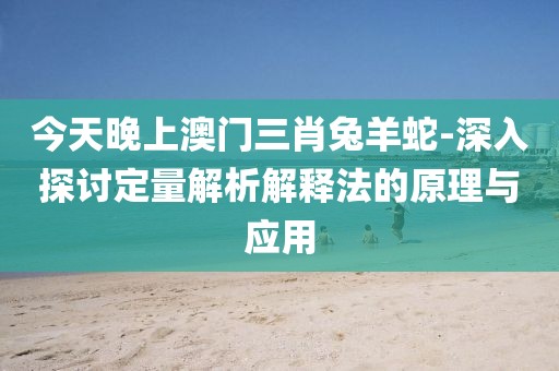 今天晚上澳门三肖兔羊蛇-深入探讨定量解析解释法的原理与应用