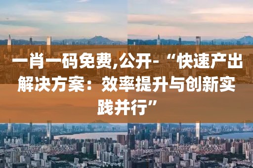 一肖一码免费,公开-“快速产出解决方案：效率提升与创新实践并行”