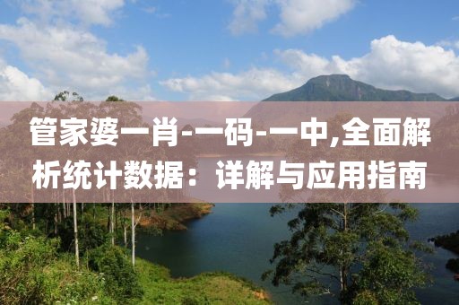 管家婆一肖-一码-一中,全面解析统计数据：详解与应用指南