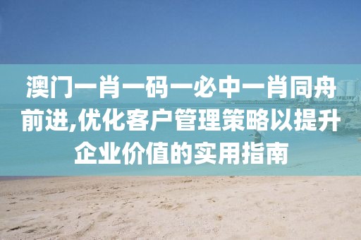 澳门一肖一码一必中一肖同舟前进,优化客户管理策略以提升企业价值的实用指南