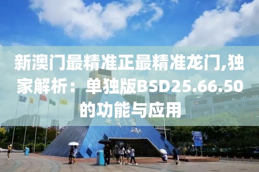 新澳门最精准正最精准龙门,独家解析：单独版BSD25.66.50的功能与应用