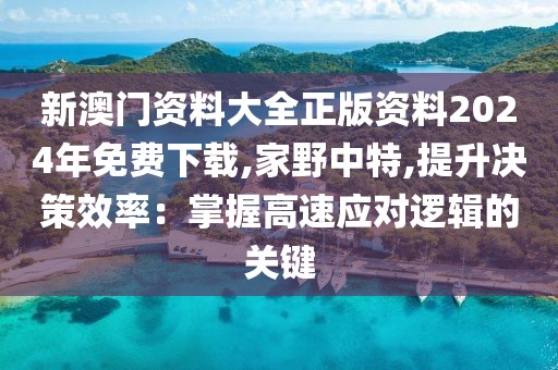 新澳门资料大全正版资料2024年免费下载,家野中特,提升决策效率：掌握高速应对逻辑的关键