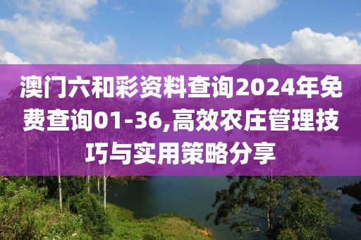 澳门六和彩资料查询2024年免费查询01-36,高效农庄管理技巧与实用策略分享