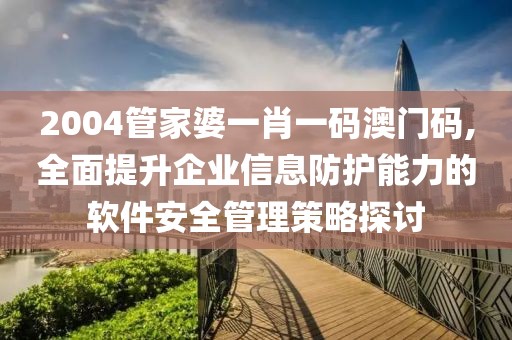2004管家婆一肖一码澳门码,全面提升企业信息防护能力的软件安全管理策略探讨