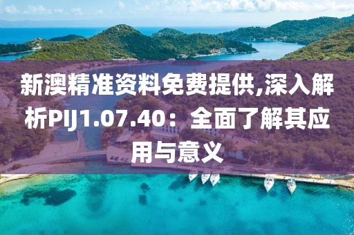 新澳精准资料免费提供,深入解析PIJ1.07.40：全面了解其应用与意义