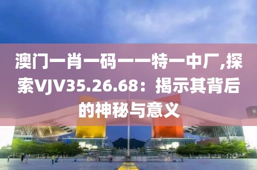 澳门一肖一码一一特一中厂,探索VJV35.26.68：揭示其背后的神秘与意义