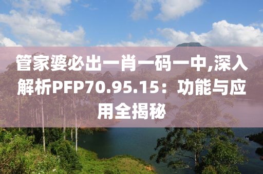 管家婆必出一肖一码一中,深入解析PFP70.95.15：功能与应用全揭秘