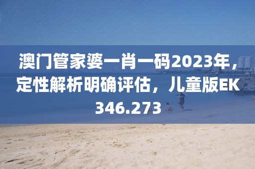 澳门管家婆一肖一码2023年，定性解析明确评估，儿童版EK346.273